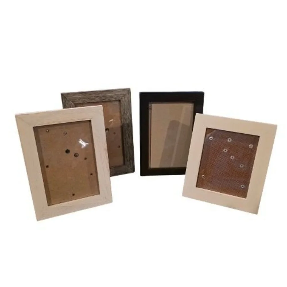 Set of 4 Wood Picture Frames Assorted Colors Black Grey Tan‎ Cream Home Decor